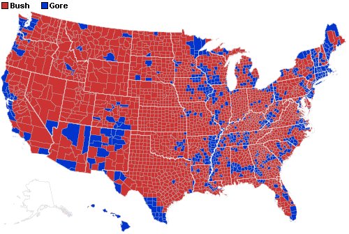 Red Vs. Blue Counties - 2000